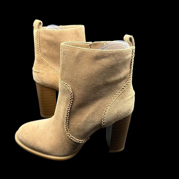 Nine West Women’s Leather Quicksand Ankle Boots Tan Size 5.5 - Picture 1 of 14